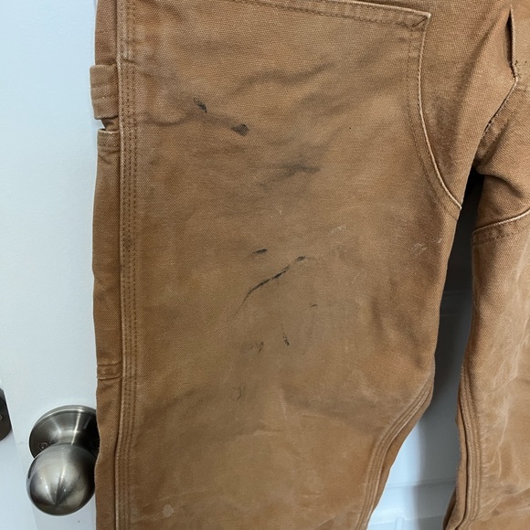 Carhartt Relaxed Fit Bib Overalls 28x30 STAINED SEE PICTURES - Picture 5 of 14